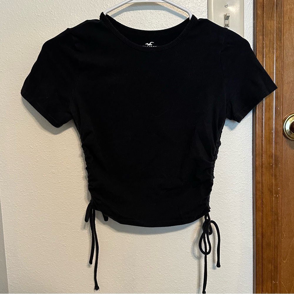 Hollister Black Ruched Baby Tee size S
